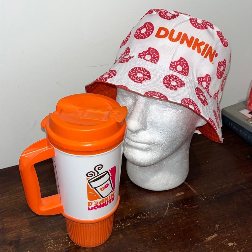Dunkin Donuts Whirley insulated commuter coffee cup mug retro Bucket Hat Cap NEW